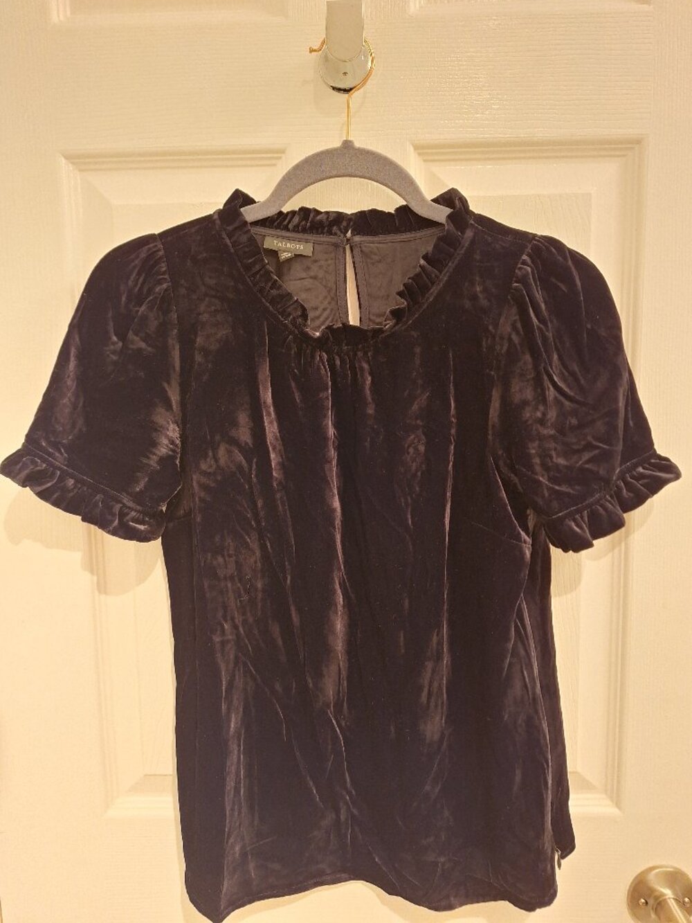 Talbots black velvet top, Size XS
